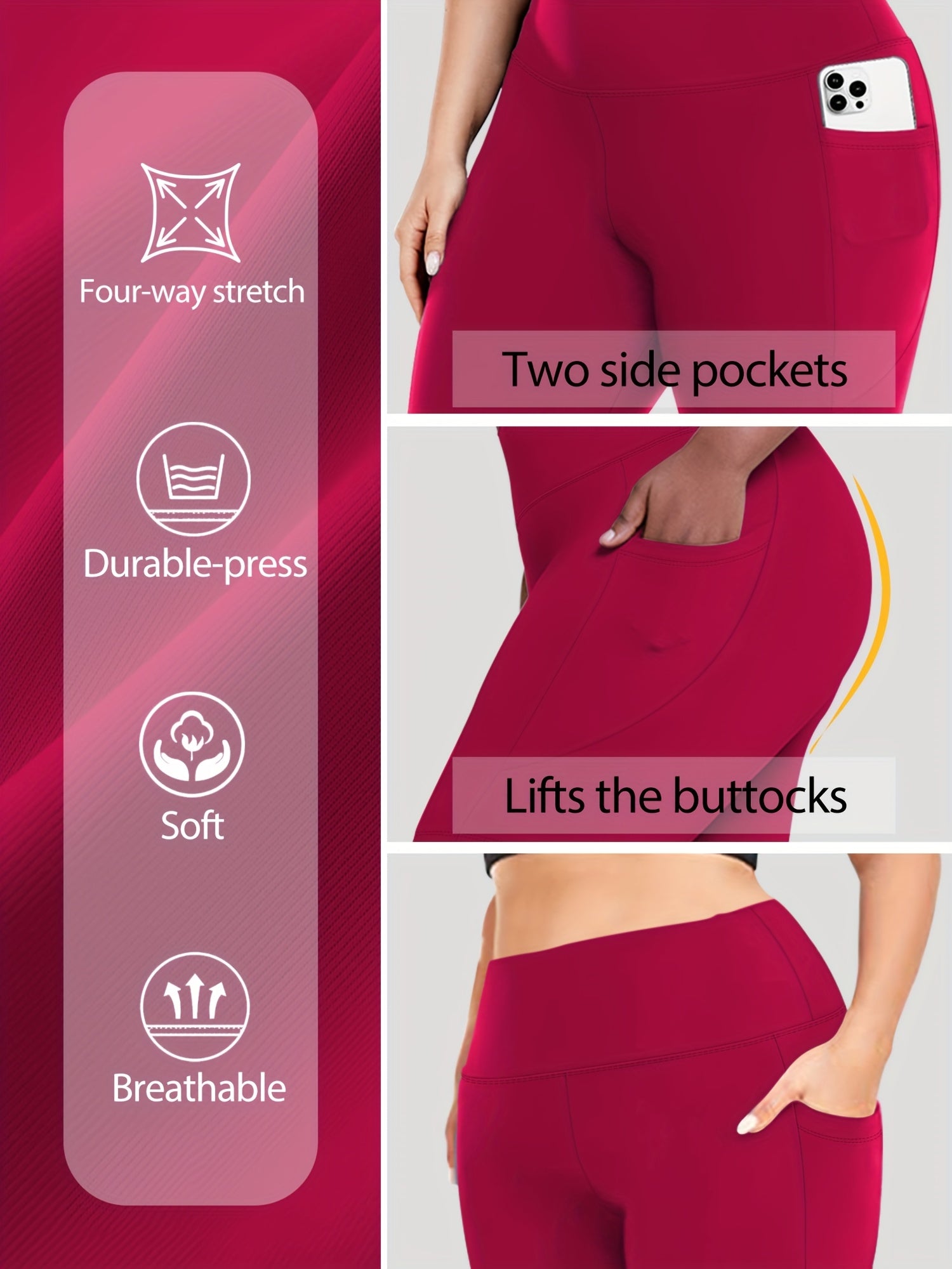 Lot de 3 bermudas taille haute avec poches en forme de lune, grande taille - Topdecheztop.fr