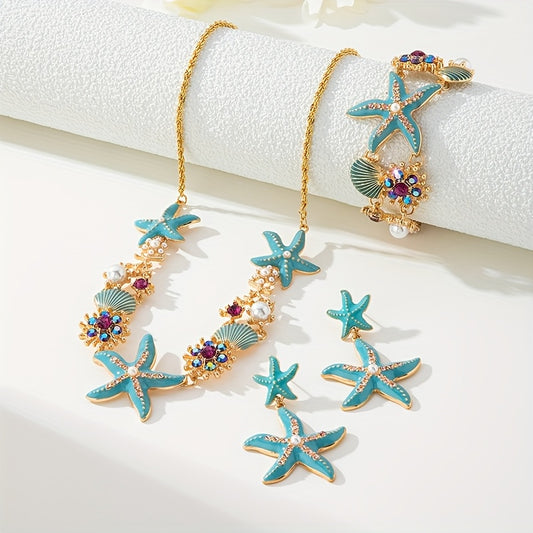 Collier, ensemble  court orné d'étoiles de mer