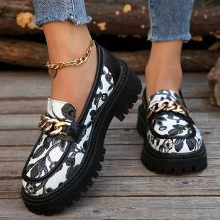 Mocassins rétro tendance à talons épais grandes tailles
