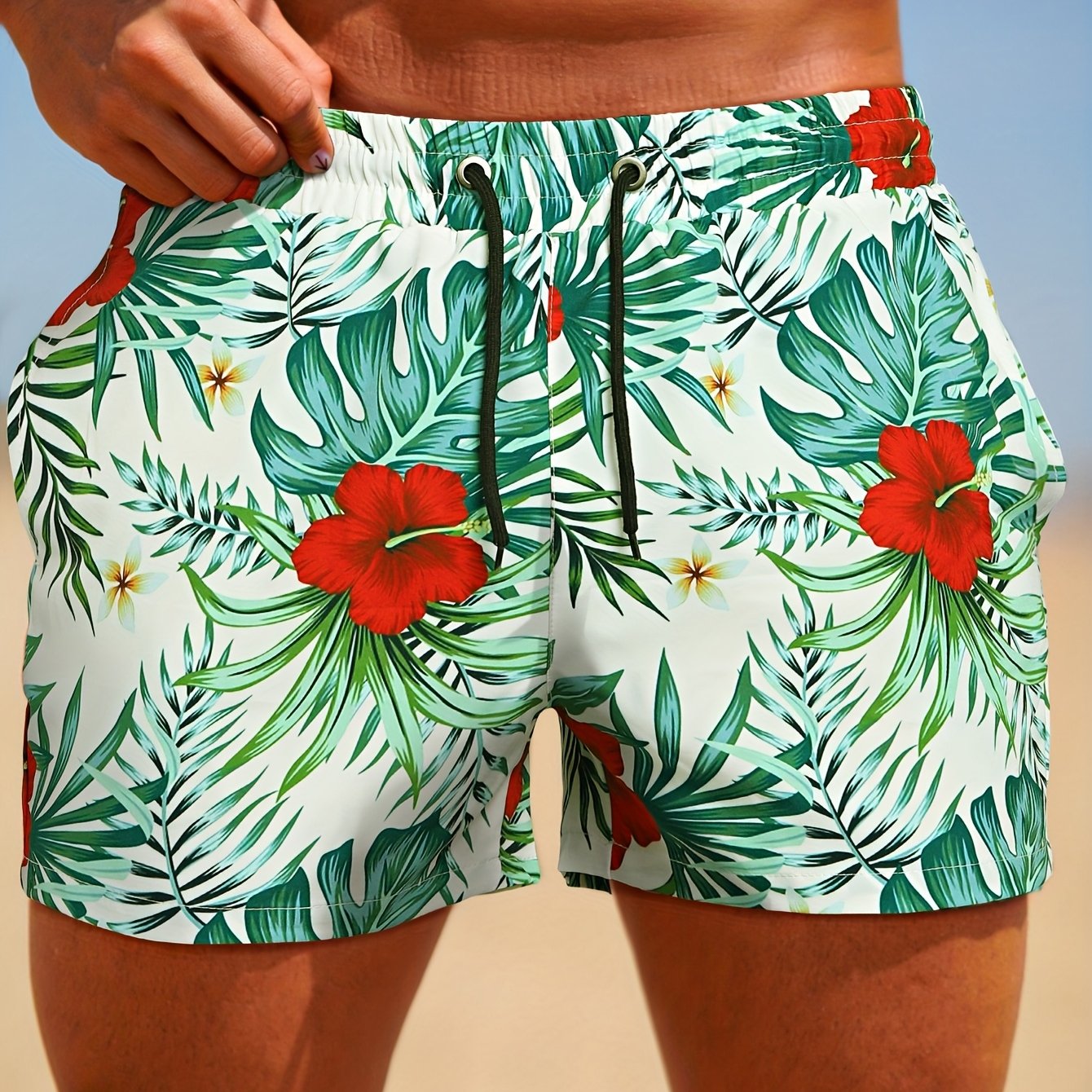 Short de bain élastique d'extérieur avec doublure en maille pour le surf, la plage