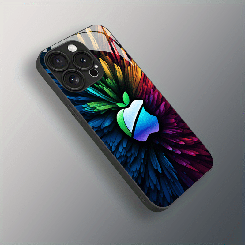 Coque en verre HD premium avec logo Apple coloré – Ultra-fine