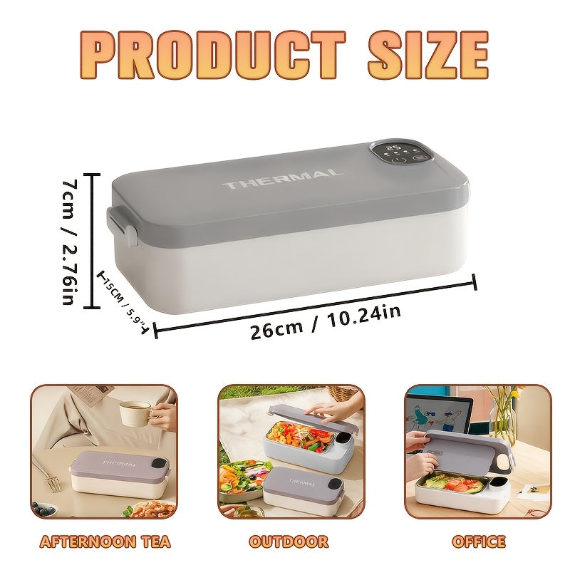 Boîte à déjeuner chauffante, Chauffe-repas, Réglable de 30 à 80°C, Chauffage rapide, Chargement USB, Grande capacité de 900 ml, Acier inoxydable 304, Portable et amovible, Affichage de la puissance, Fonction minuterie, pour camion, bureau, pique-nique de camping, Boîte bento chauffante, Cadeau de