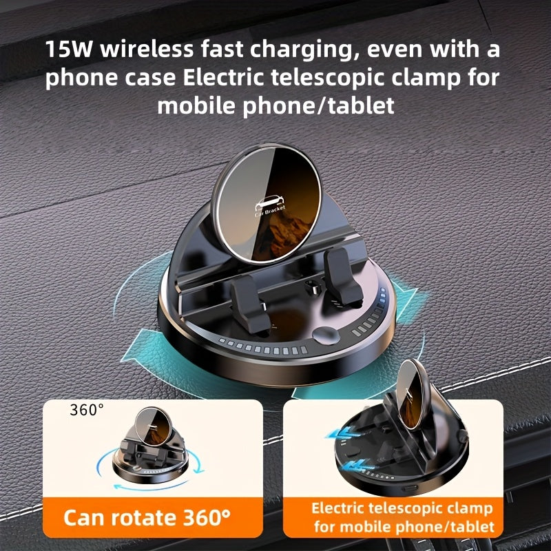 Support de téléphone à charge rapide sans fil 15 W, support de voiture