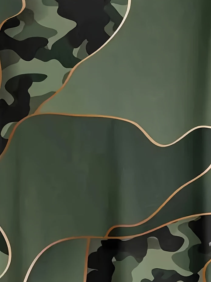 T-shirt à manches courtes et col rond à motifs géométriques et camouflage