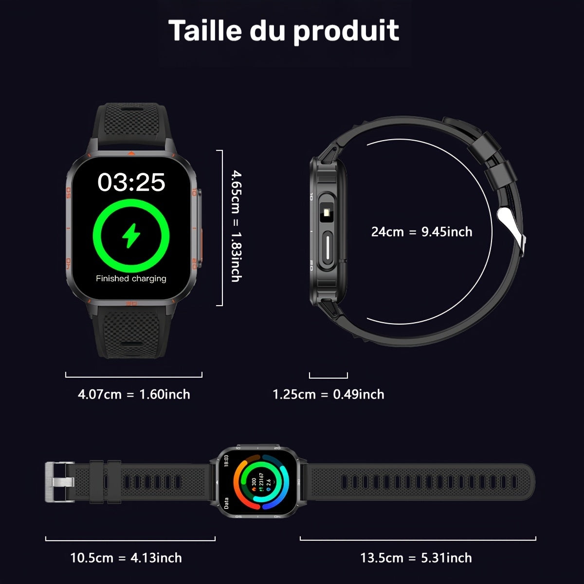 Nouvelle montre connectée multifonctionnelle, une montre connectée de sport en plein air pour hommes et femmes, prend en charge les appels sans fil/notifications de messages texte, se connecte aux téléphones iPhone/Android, et dispose d'un suivi de la condition physique, d'un contrôle de la musique