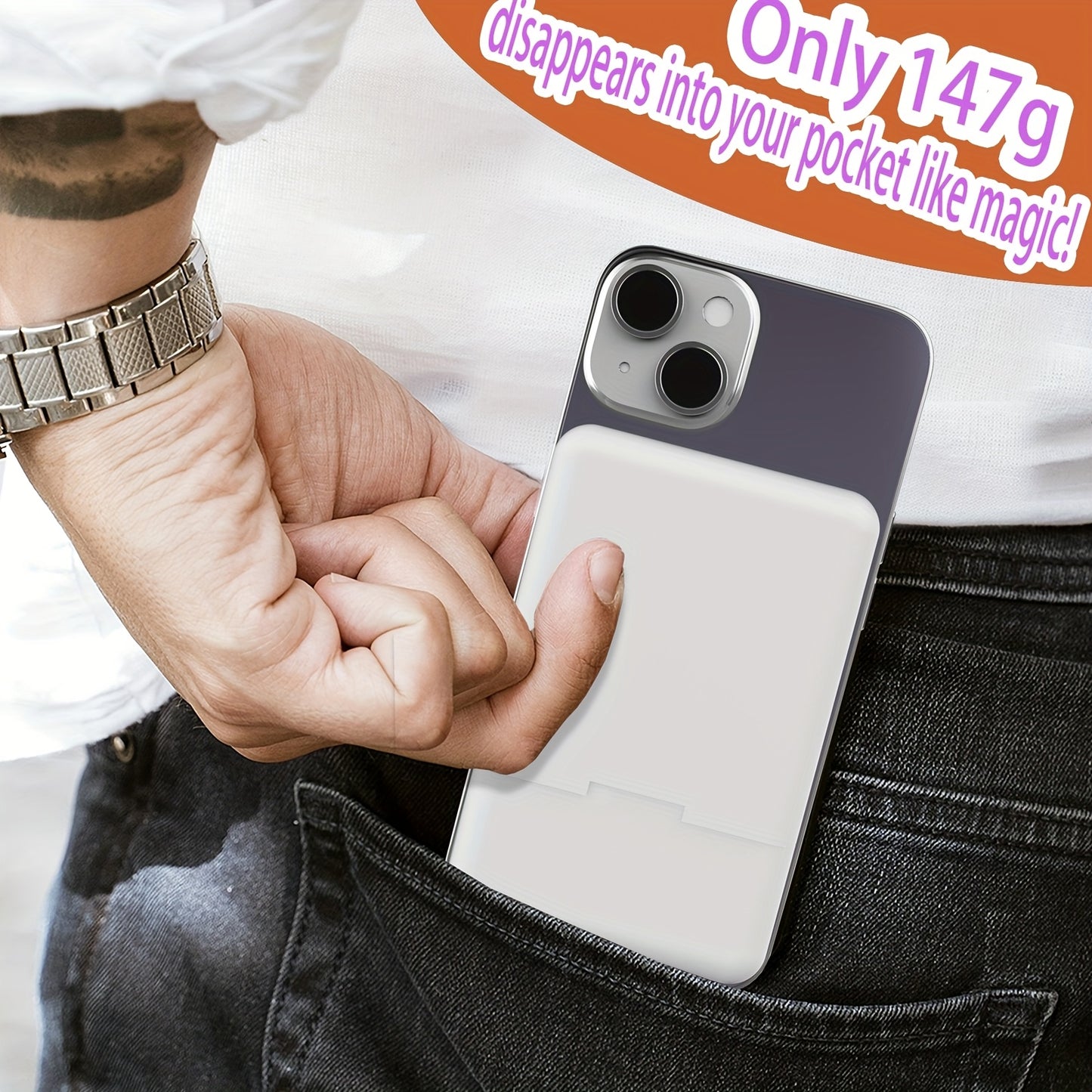 Chargeur magnétique portable et écouteurs 2-en-1&nbsp;: batterie externe sans fil de 5&nbsp;000&nbsp;mAh avec écouteurs stéréo sans fil intégrés