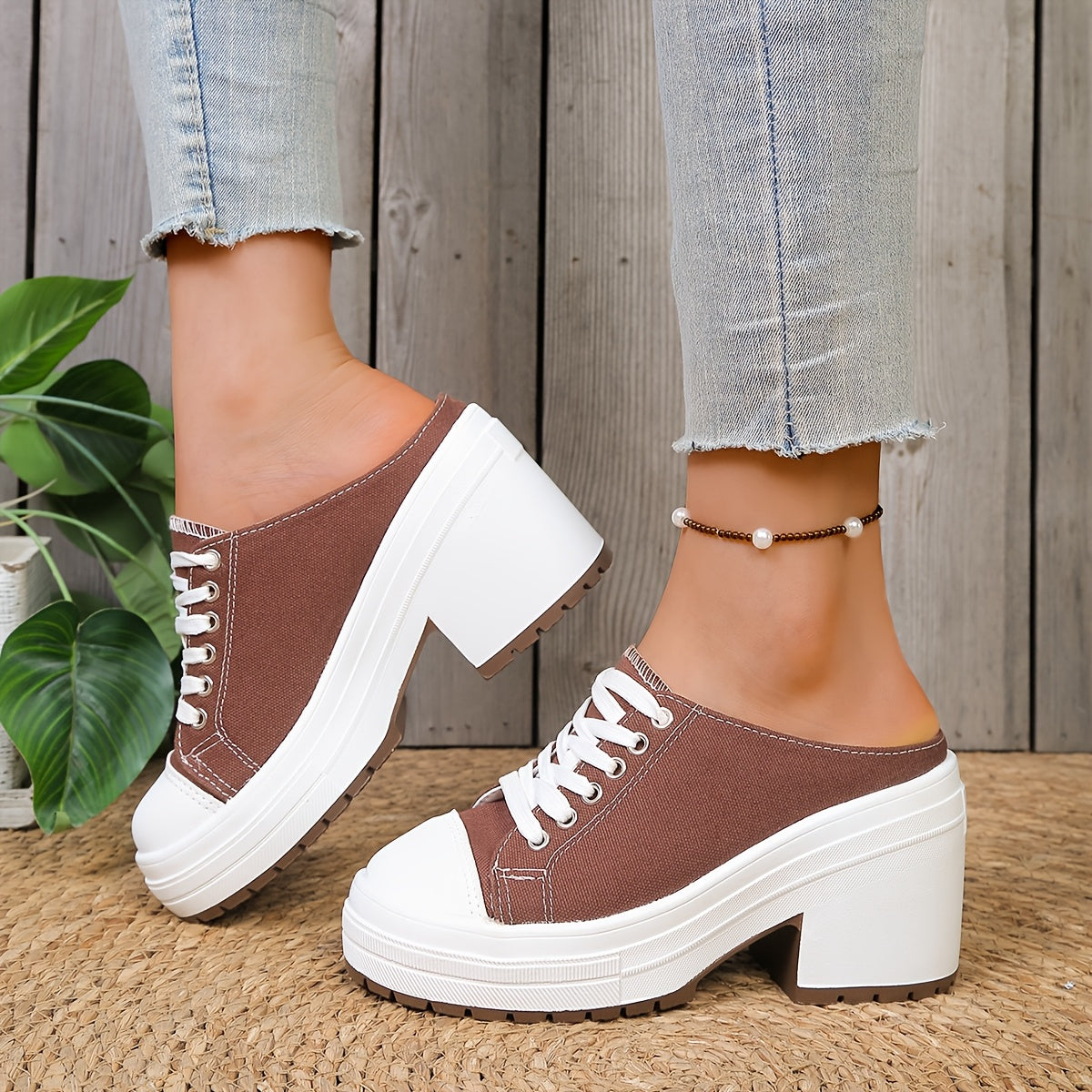 Mules confortables à lacets pour l'extérieur