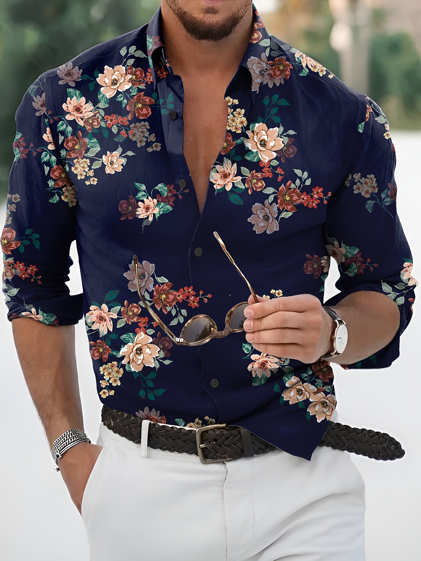 Chemise homme à manches longues boutonnée