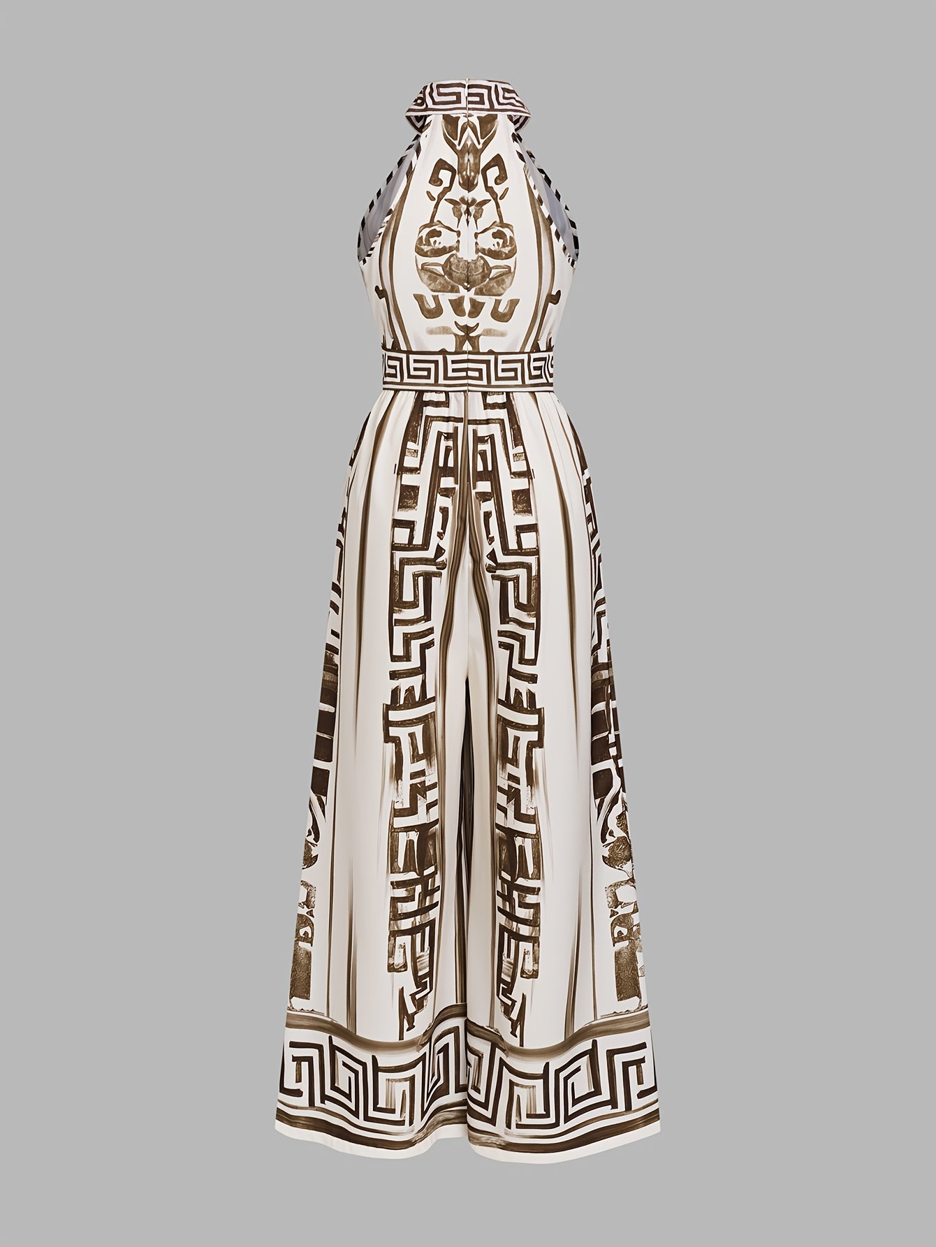 Combinaison élégante vintage sans manches à col rond