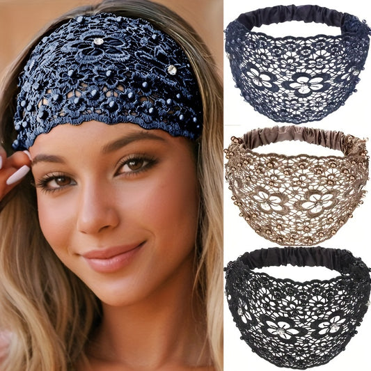 Lot de 3 bandeaux élégants en perles et strass - Accessoires cheveux