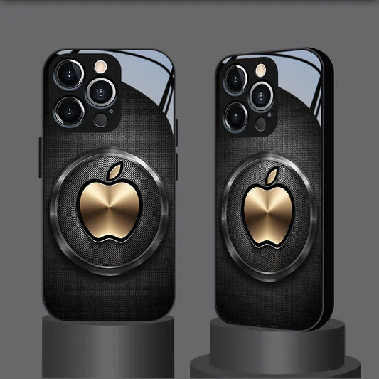 Étui en verre avec logo Golden Apple pour iPhone