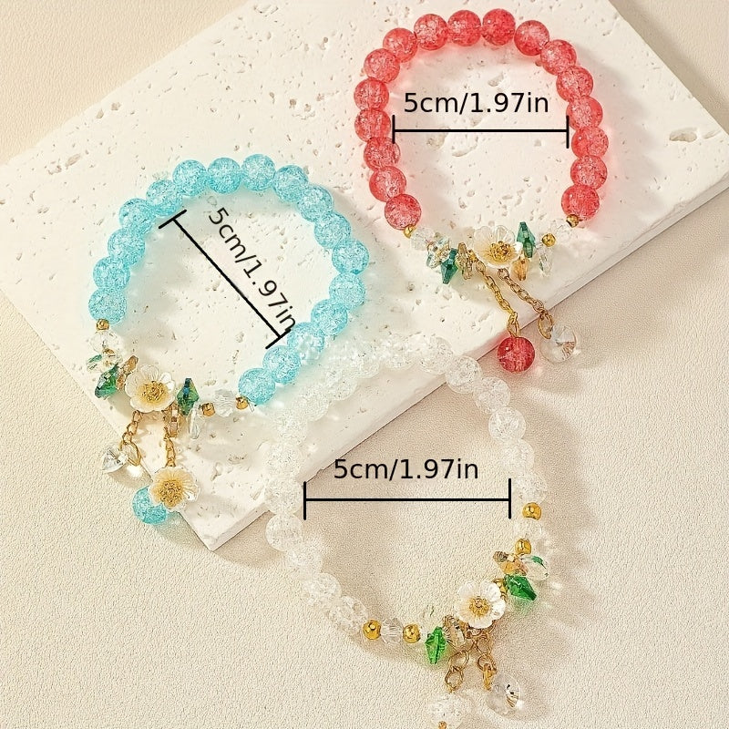 Lot de 3 bracelets floraux de style estival