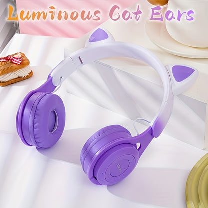 Nouveaux écouteurs avec oreilles de chat lumineuses VIOLET