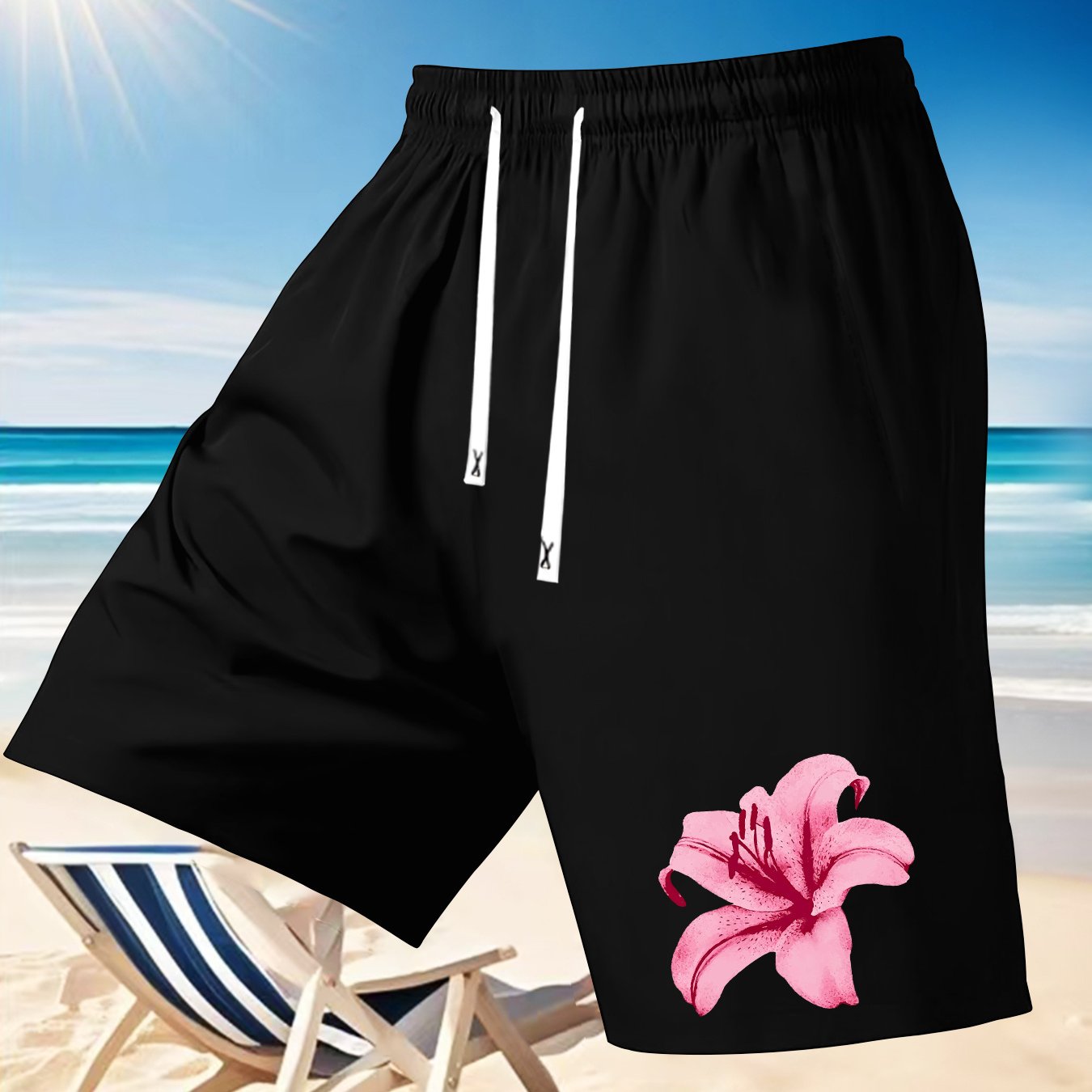 Short de plage décontracté d'été pour homme à imprimé floral