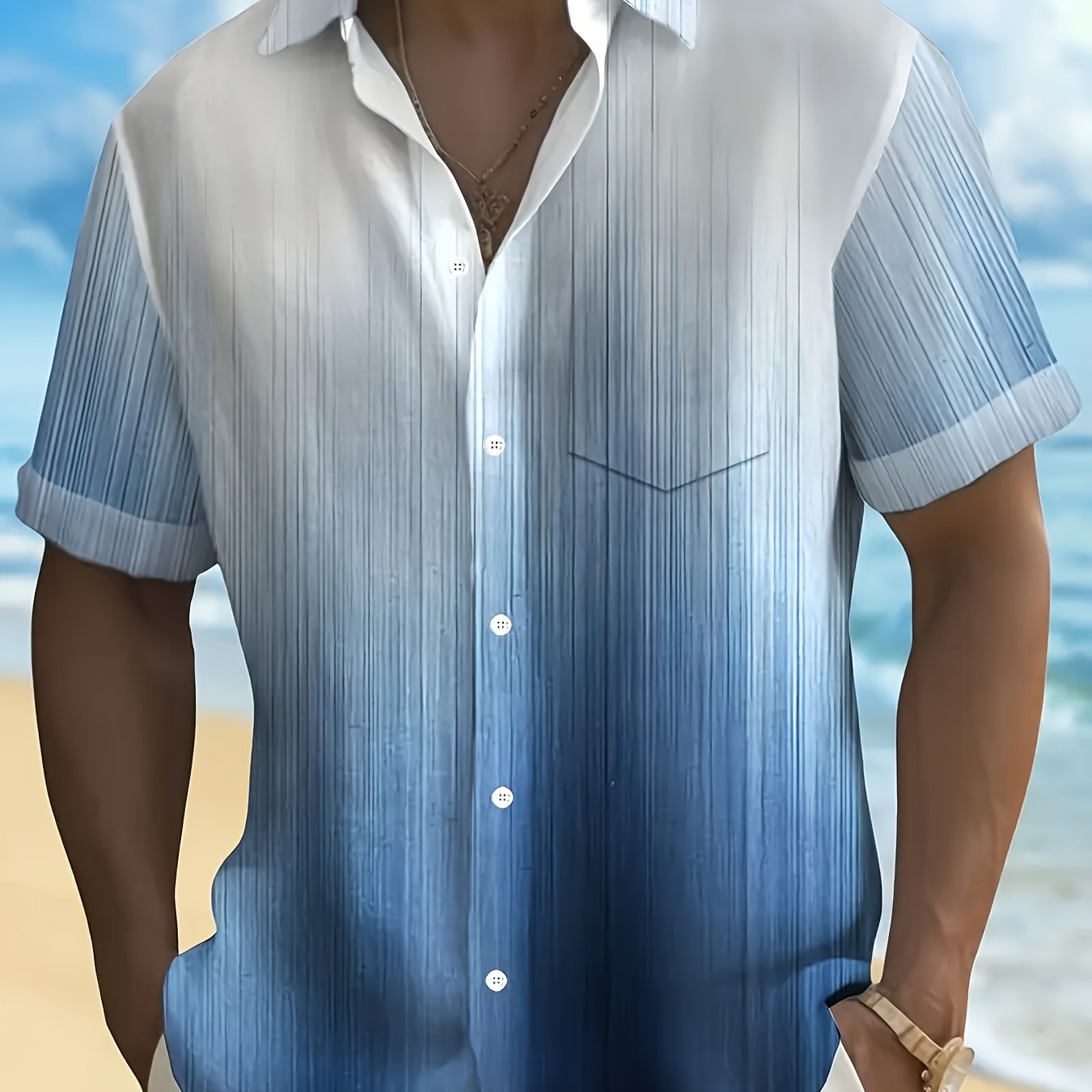 Chemise homme à rayures tropicales dégradées, imprimée en 3D