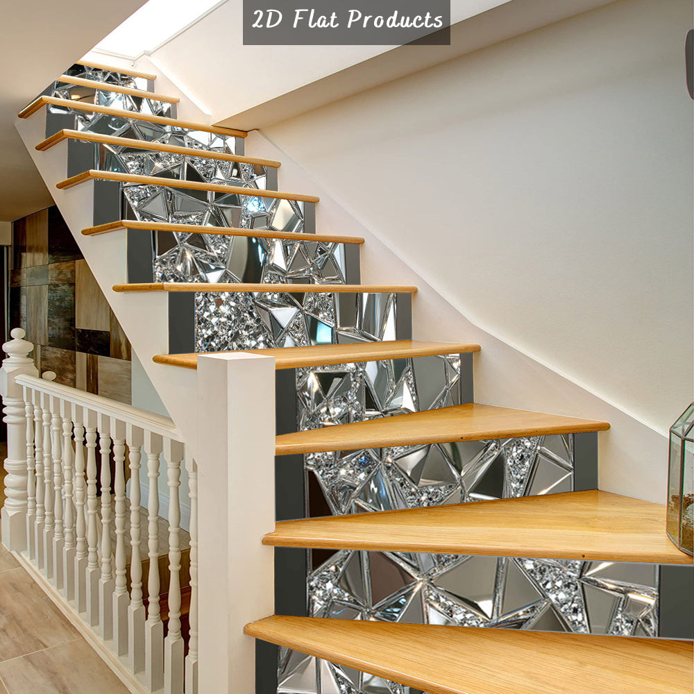 Autocollants pour contremarches d'escalier modernes en PVC 2D, 13 bandes