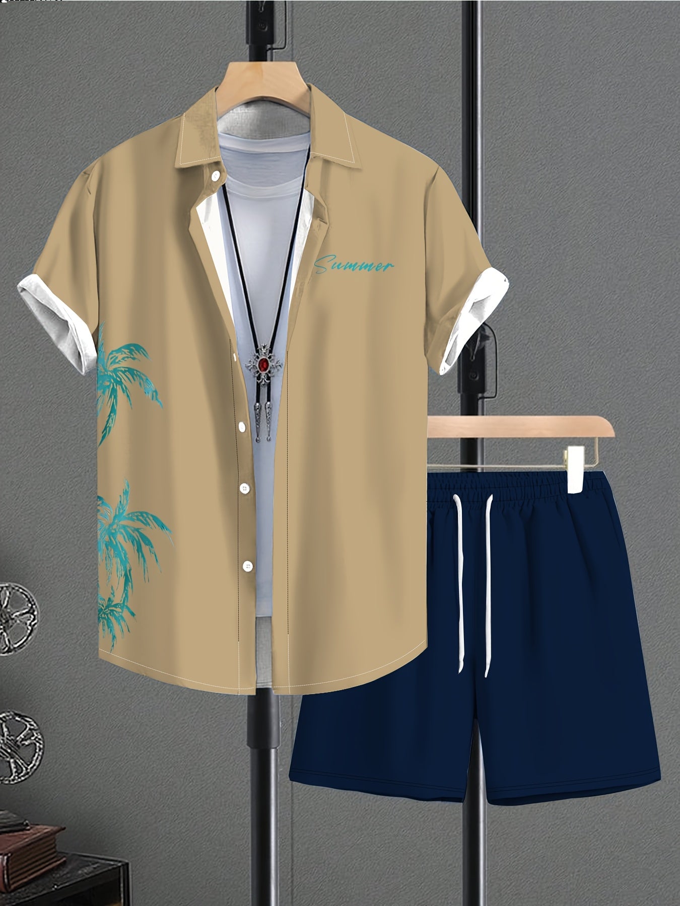 Ensemble chemise à manches courtes imprimée et short