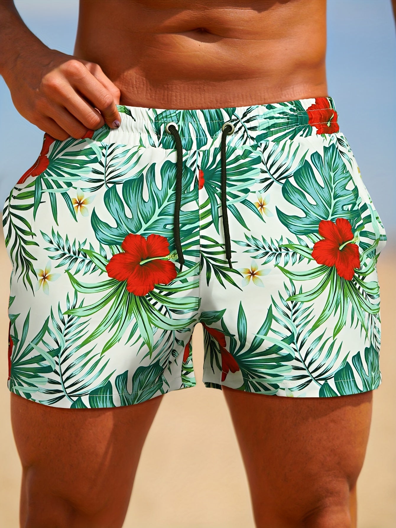 Short de bain élastique d'extérieur avec doublure en maille pour le surf, la plage