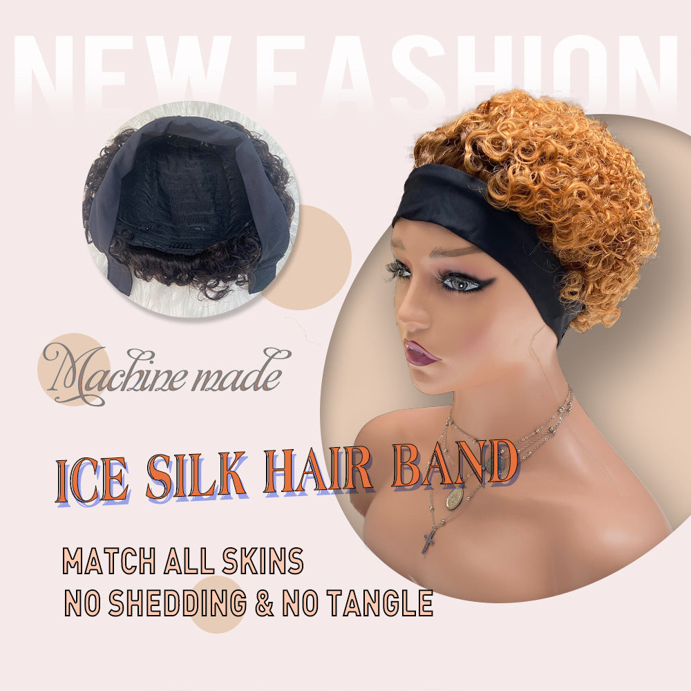 Bandeau en soie glacée coloré en véritables cheveux humains