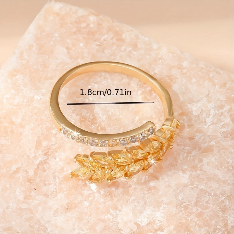 Bague ouverte élégante en cuivre ornée de zirconias