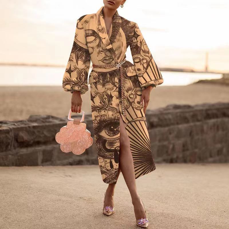 Robe   décontracté à manches longues et revers