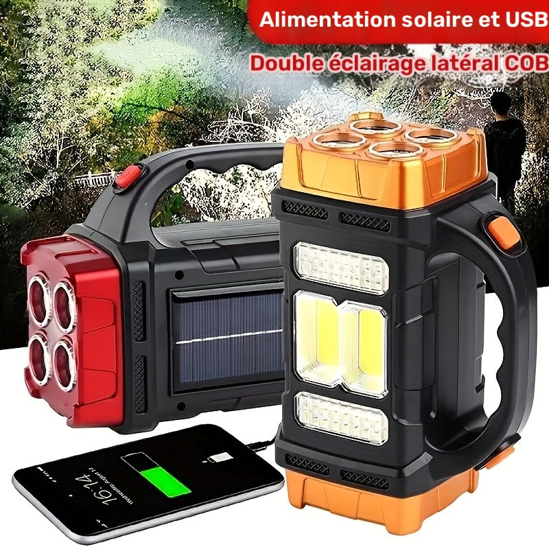 1 pièce Lampe de camping solaire rechargeable, 1 pièce Lampe de camping solaire LED, lampe torche portable et rechargeable lumineuse, convient pour l'extérieur, la randonnée, le camping IP67