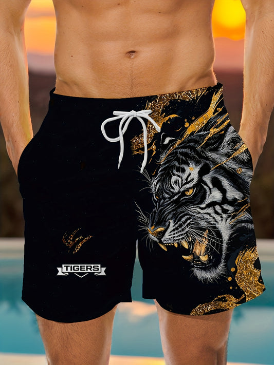 Short stylé noir et or à motif tigre, tendance et original