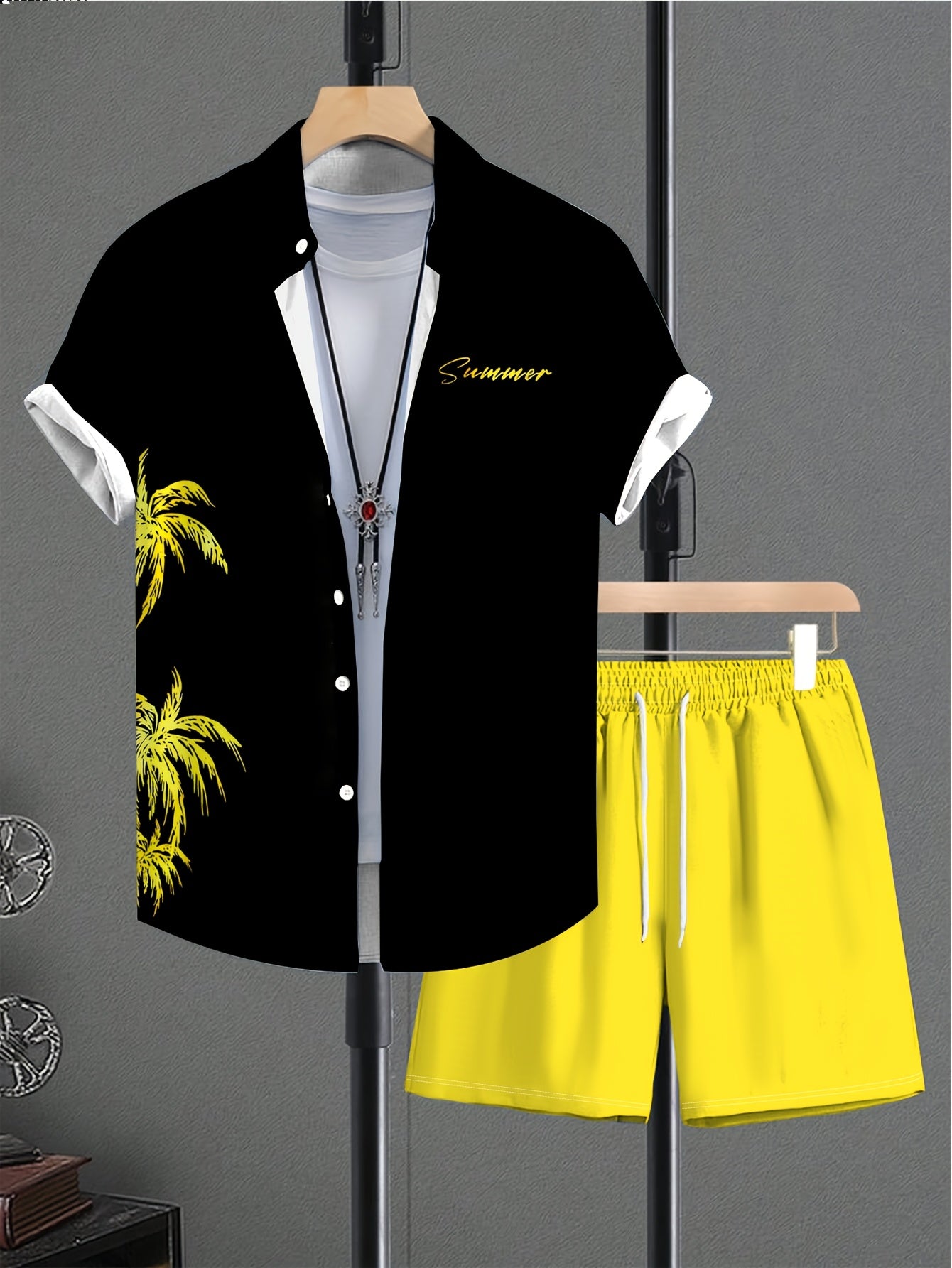 Ensemble chemise à manches courtes imprimée et short