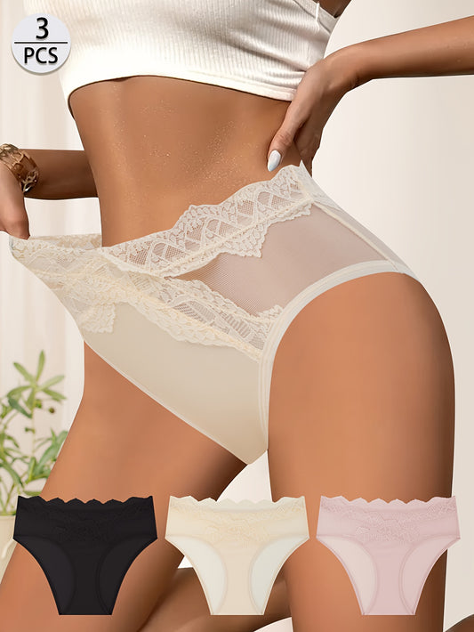 Lot de 3 culottes QUASTI pour femme, en dentelle patchwork