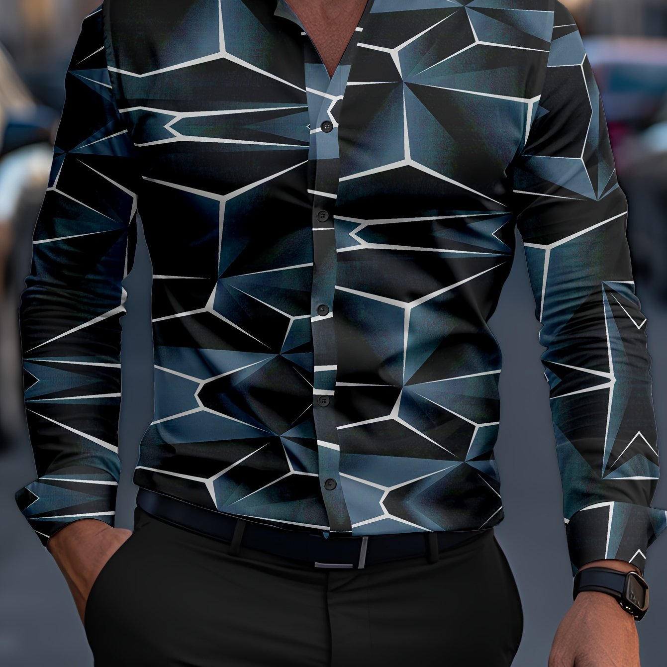 Chemise homme à manches longues boutonnée