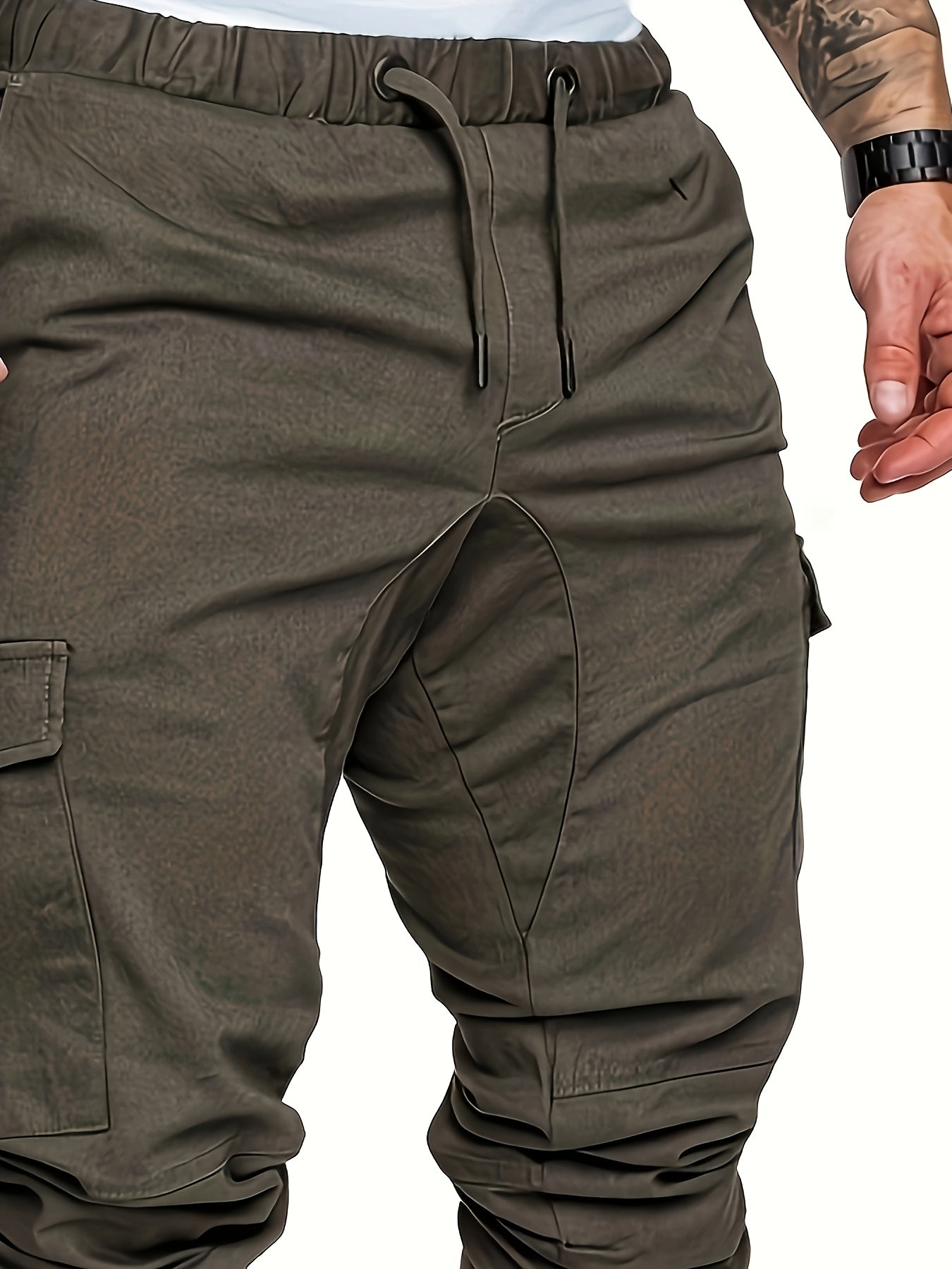 Pantalon cargo robuste pour homme avec design multi-poches, taille réglable