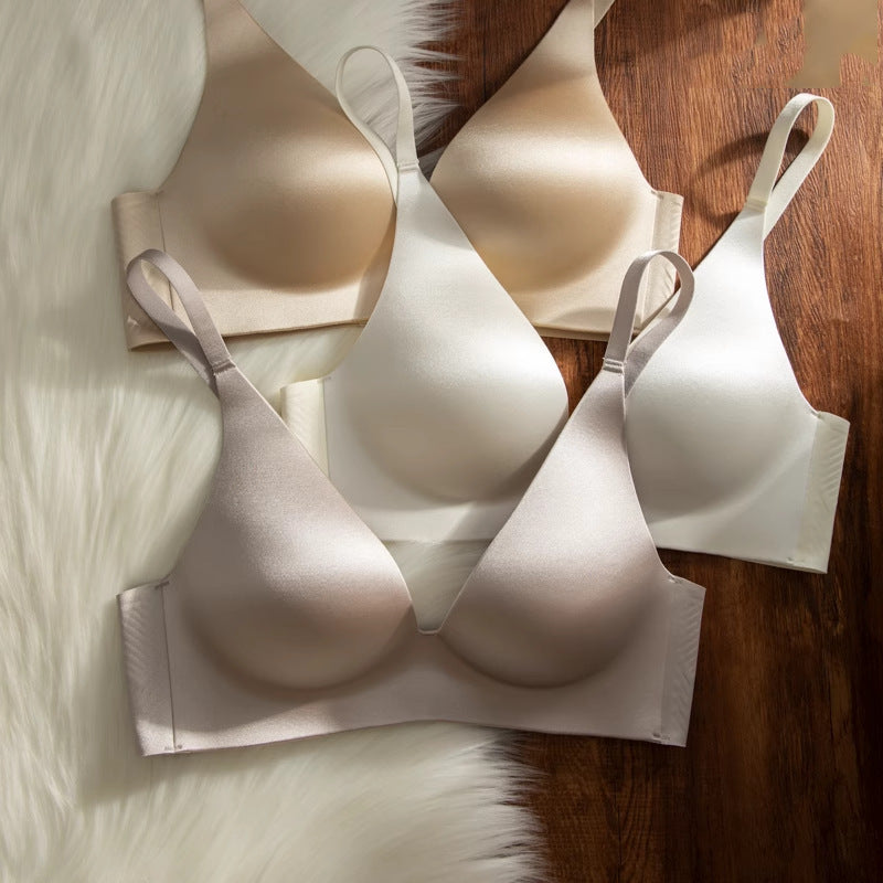 Lingerie  en satin minimaliste uni pour femme, décolleté en V profond