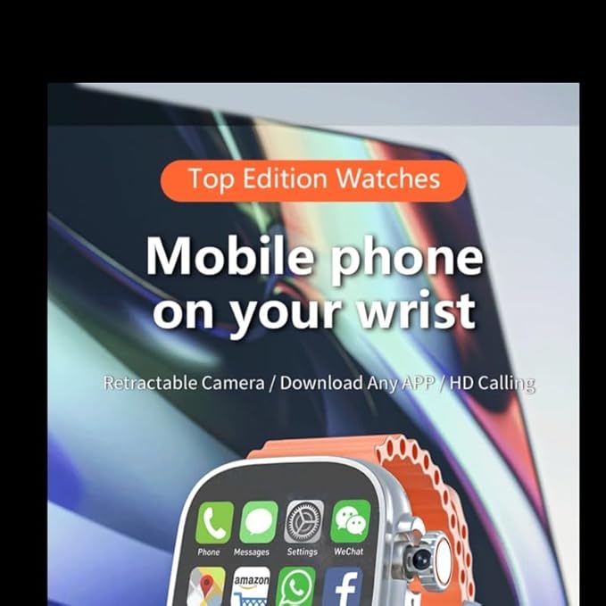 DW100 Montre intelligente 4G/5G LTE Android 10.0 Caméra rotative à 180 ° 64 Go ROM WiFi GPS Carte SIM 2,29" Amoled Play Store Montre intelligente (orange argenté, 3 Go 32 Go)