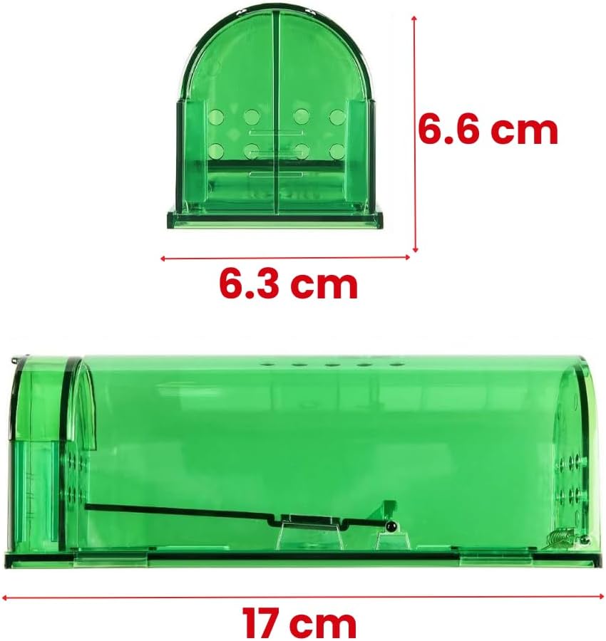 Piège à Souris Vivante - Attrape Souris Humain et Réutilisables avec Trou d'air sans Mécanisme - Installation Facile Maison, Garage, Grenier Jardin - Vert - 2 Pièces