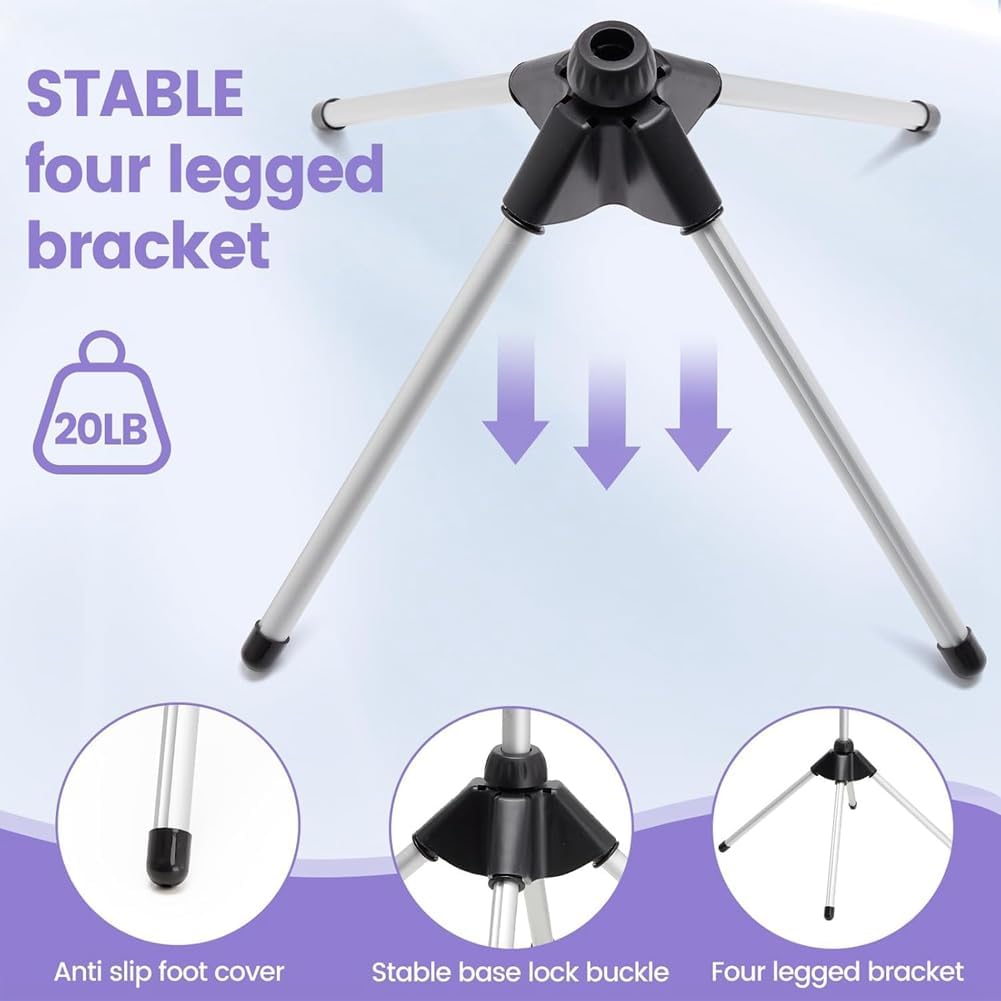 Clip Universel, Support de Sèche-Cheveux Réglable Rotatif à 360 Degrés, 29-59 Pouces avec Trépied.