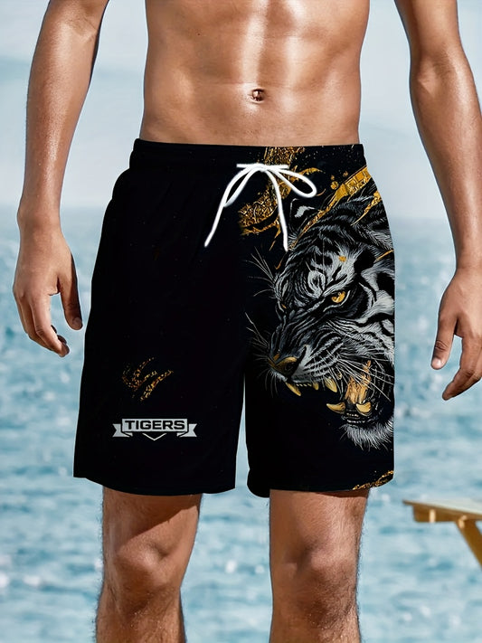 Short stylé noir et or à motif tigre, tendance et original