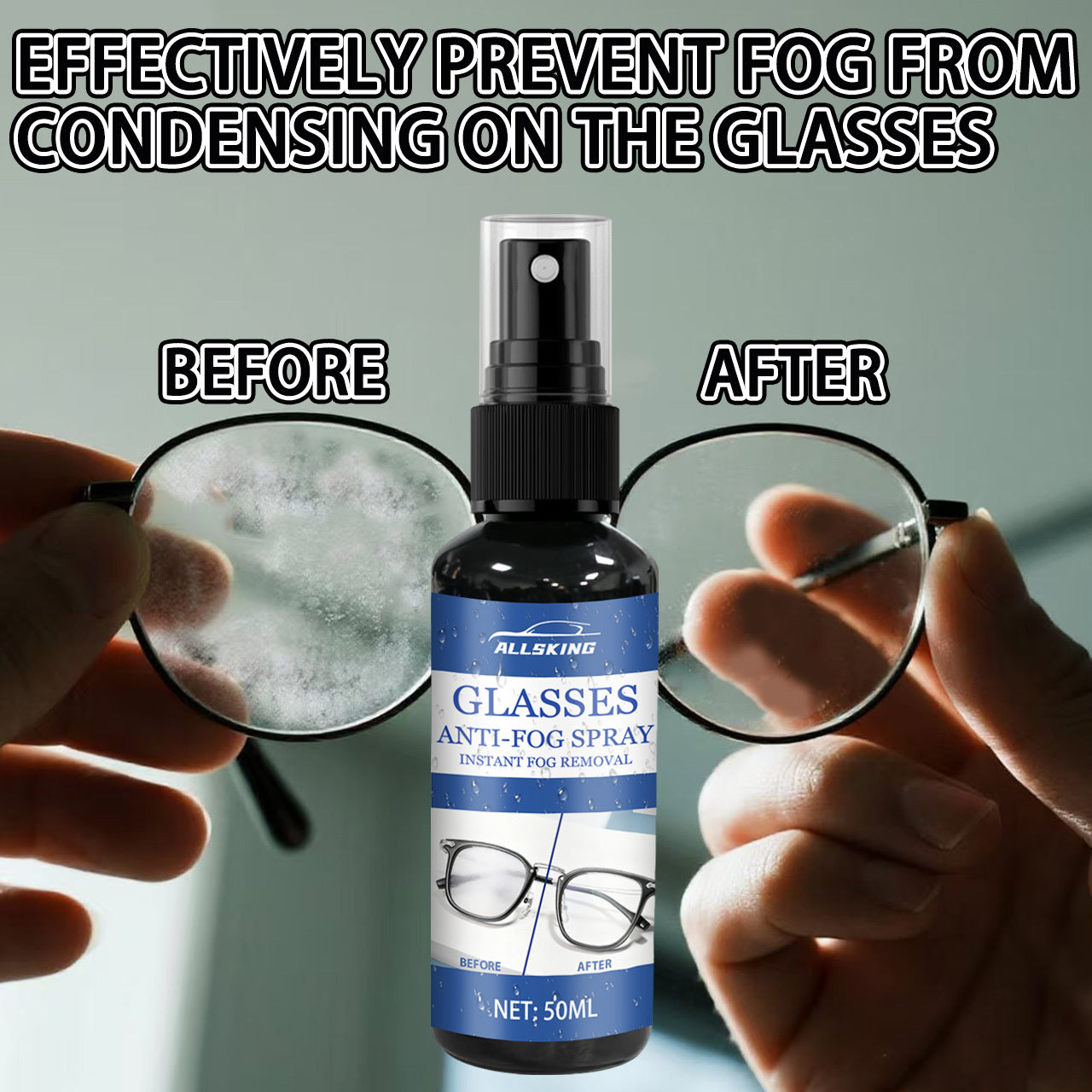 Spray antibuée nano pour lunettes, vitres de voiture, masques de natation et de ski, casques | Formule longue durée sans traces