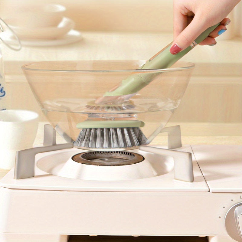 Brosse à vaisselle ergonomique dotée d'un distributeur de savon intégré pour un nettoyage sans effort