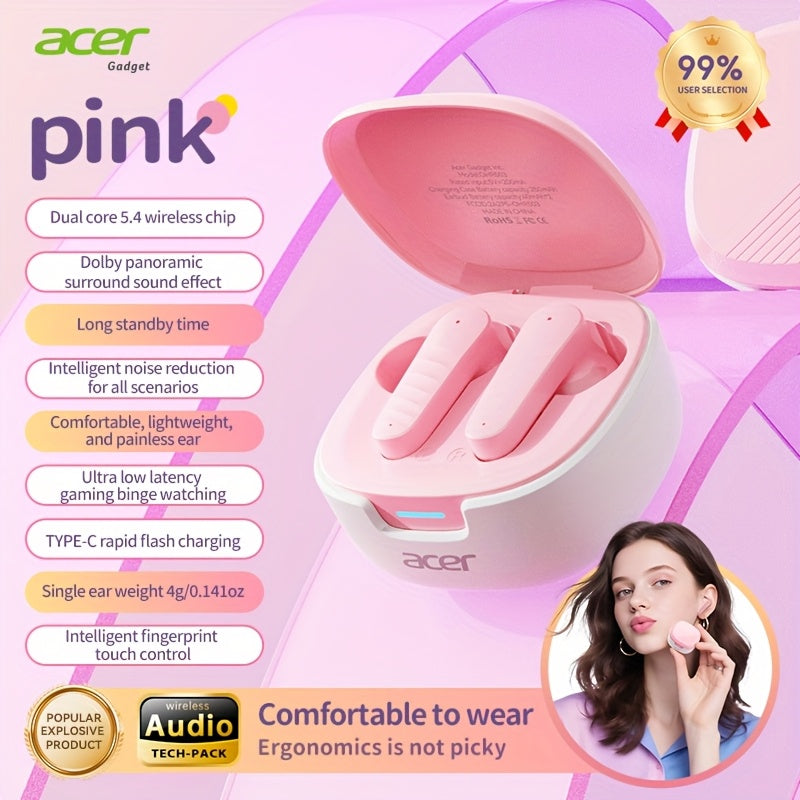 Écouteurs intra-auriculaires sans fil Acer avec chargement USB-C, son stéréo