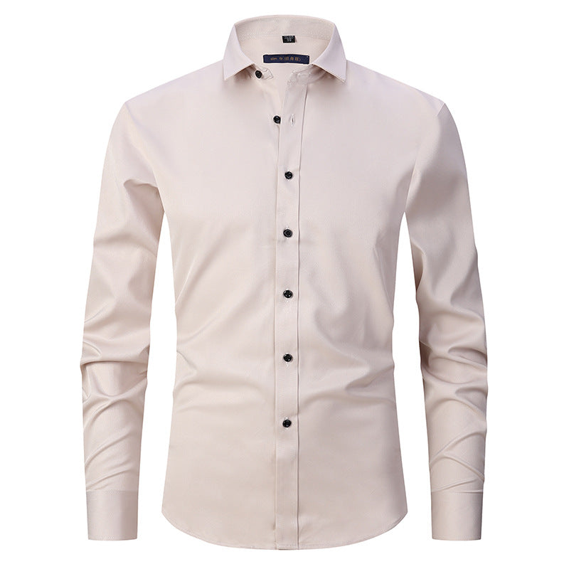 Chemise stretch homme à manches longues, coupe ajustée, sans repassage