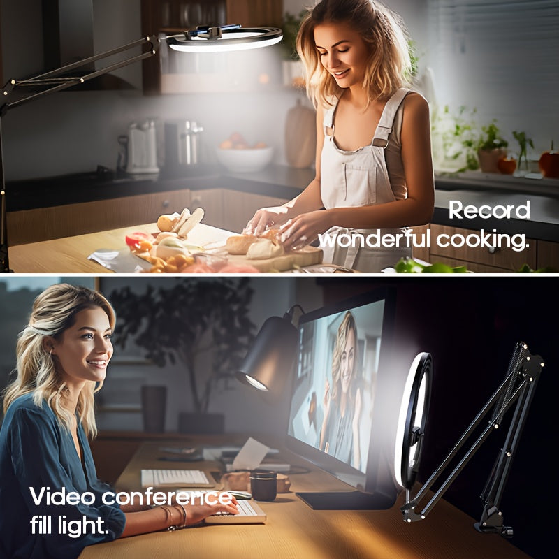 Anneau lumineux intelligent LED avec support pour téléphone et éclairage