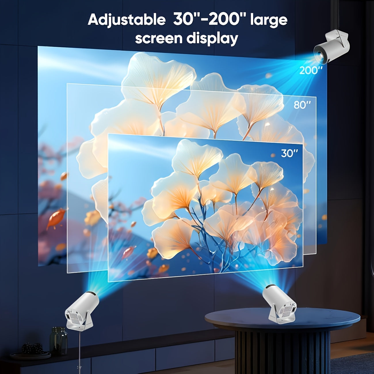 Mini projecteur Full HD 1080p, projecteur de cinéma intégré