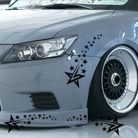 2pcs Car front bumper sports fashion decoration sticker, front and rear bumper scratch cover sticker, car C column fashion sticker, meteor element fashion sticker.