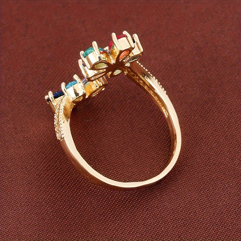 Bague en cuivre avec placage blanc K et zircon synthétique.