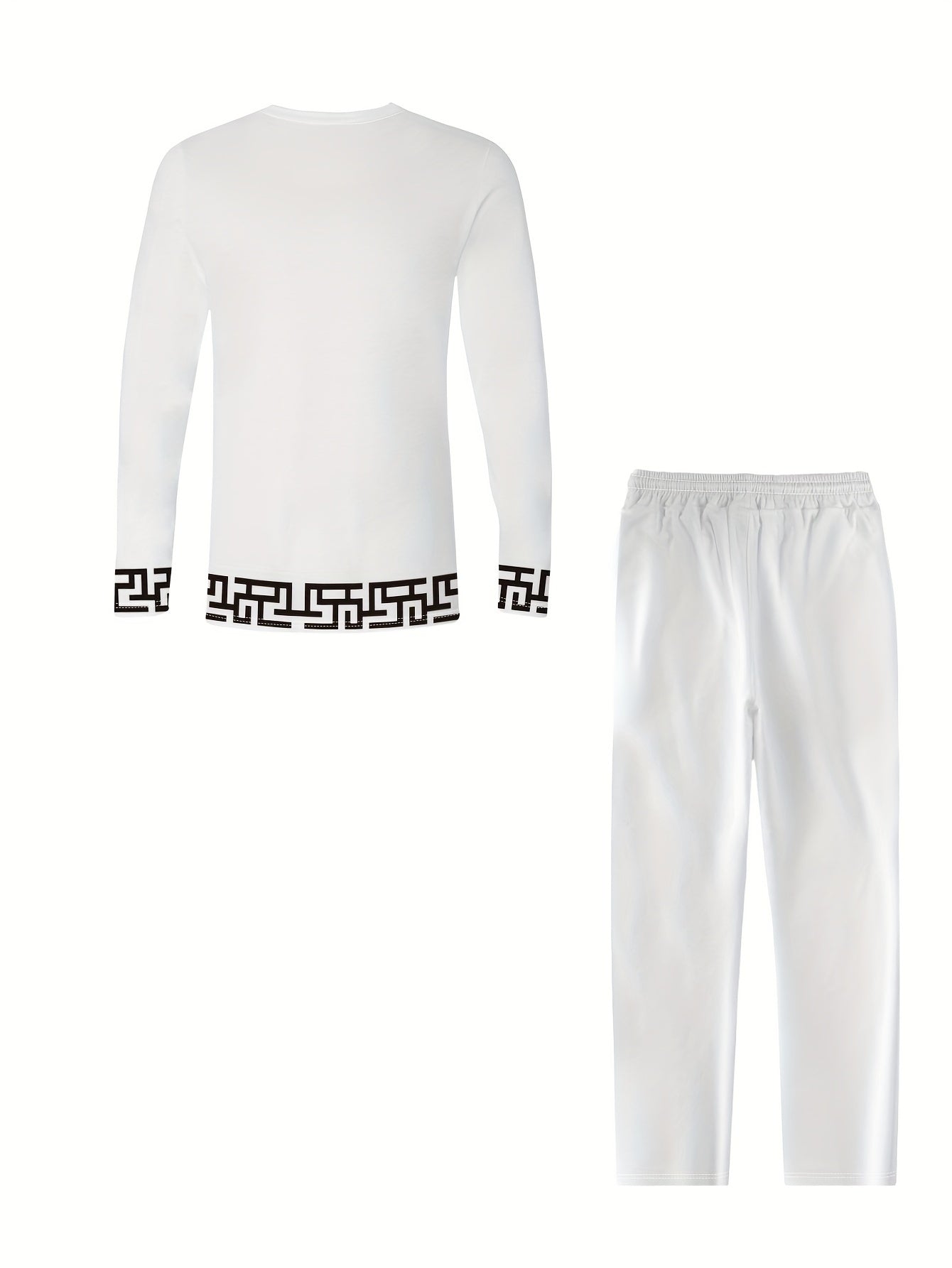 Ensemble pantalon blanc élégant à manches longues pour homme