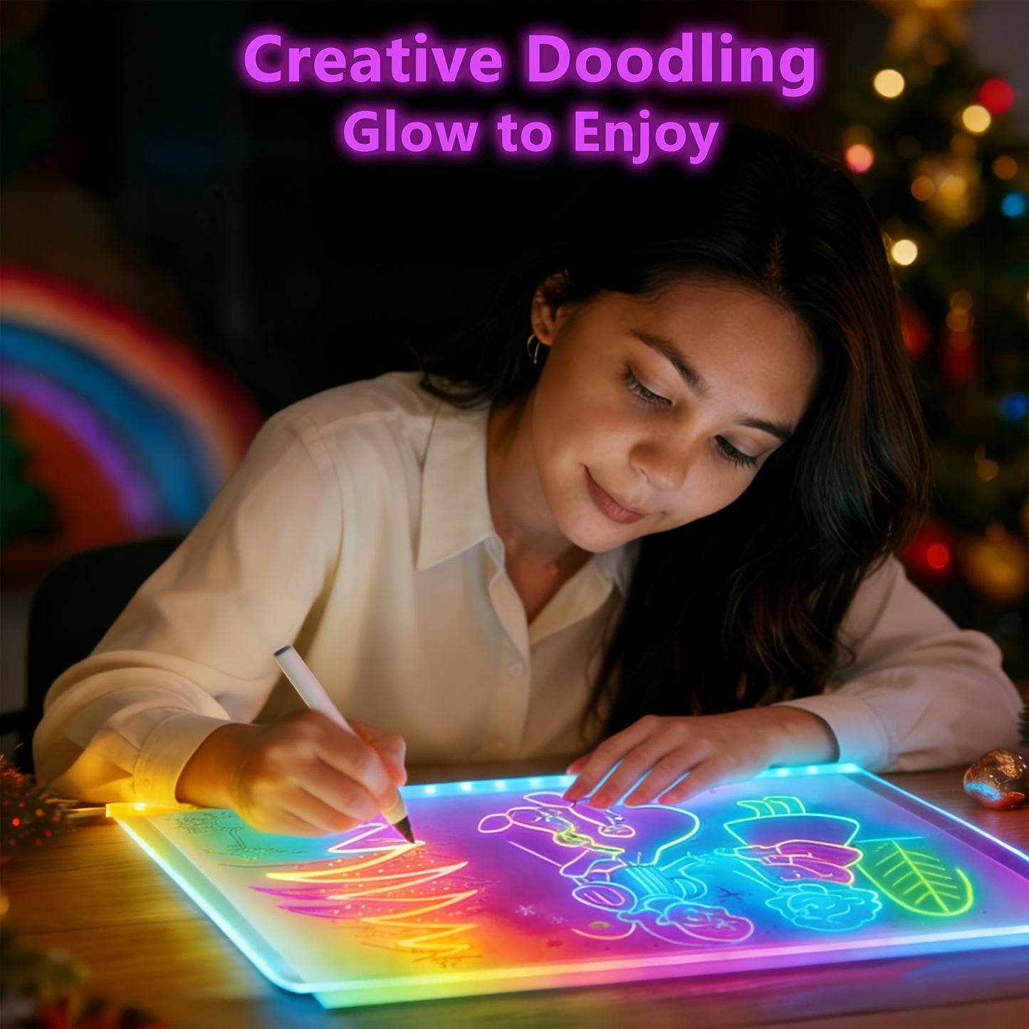 Tableau à dessin LED RGB | Alimentation USB, 7 modes et 7 couleurs réglables, résistant aux rayures, facile à nettoyer, plusieurs tailles disponibles
