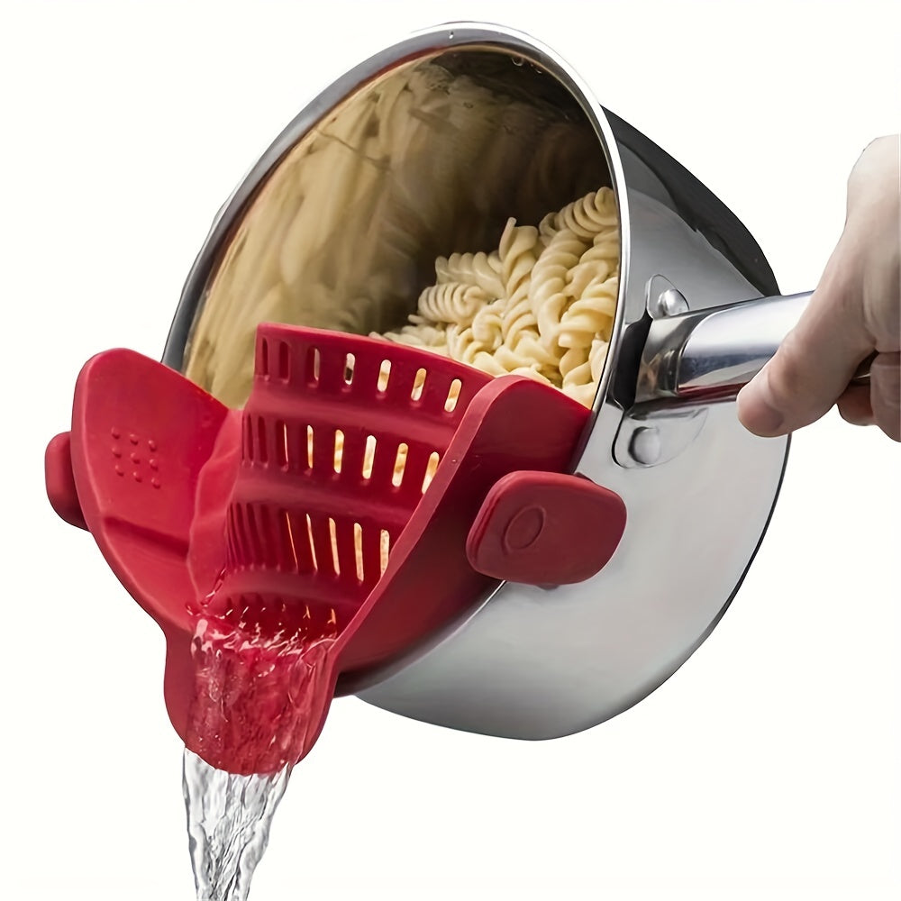 1pc, Strainer, Silicone Pot Strainer, Adjustable Silicone Clip On Strainer For Pots Pans And Bowls, Kitchen Pot Strainer, Hand Held Pot Drainer, Fruit Washing Filter For Noodles Pasta Veggies, Food Strainers, Colander With Cl - Topdecheztop.fr
