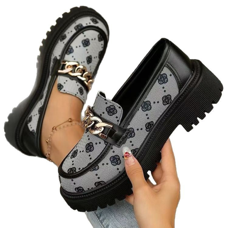 Mocassins rétro tendance à talons épais grandes tailles