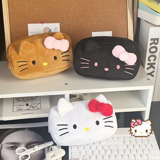 SANRIO Hello Kitty Plush Pencil Case - Cute Large Capacity Cartoon Stationery Organizer, Visually Appealing Makeup Bag for Girls - Topdecheztop.fr