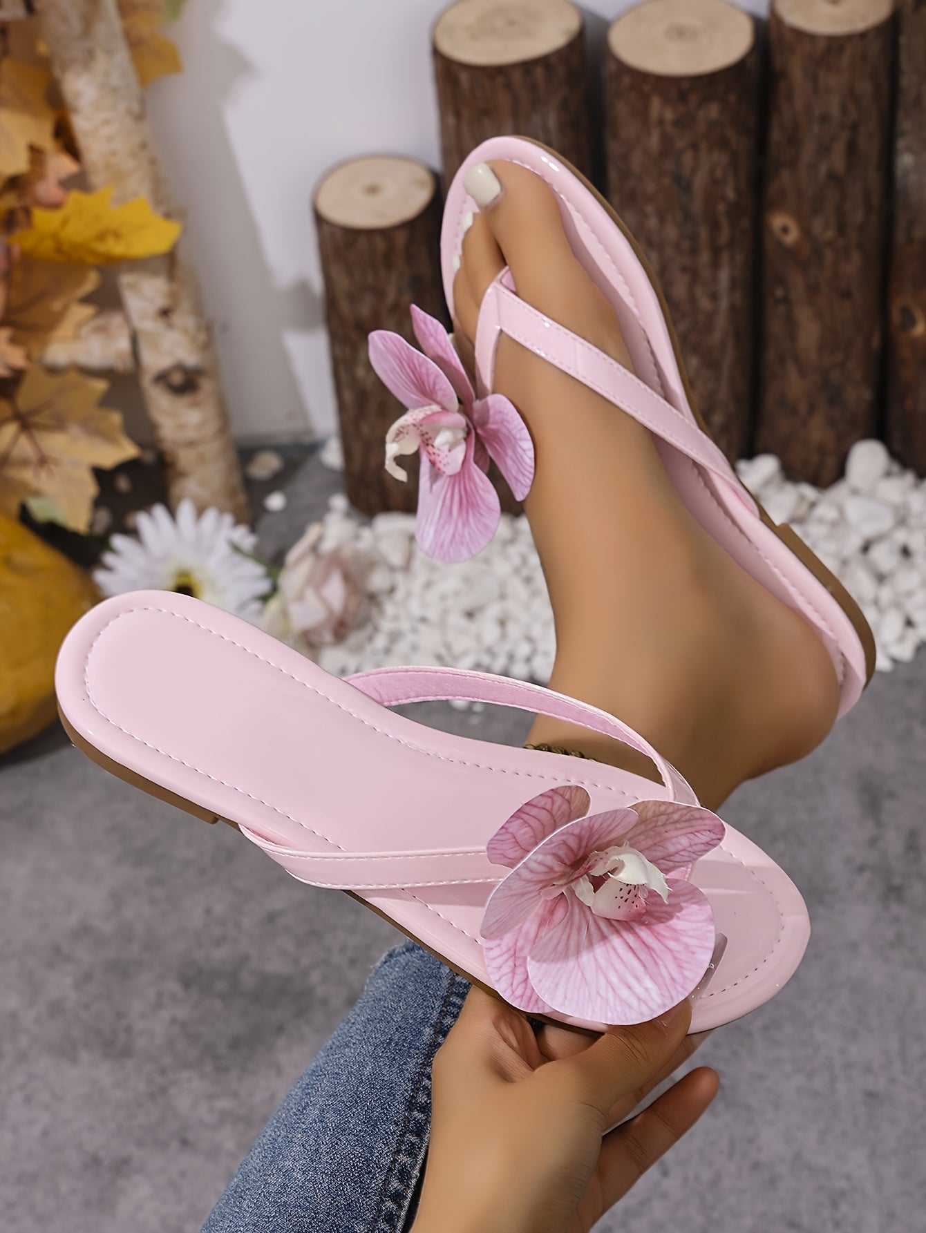 Sandales fleuries unies d'été, grandes tailles